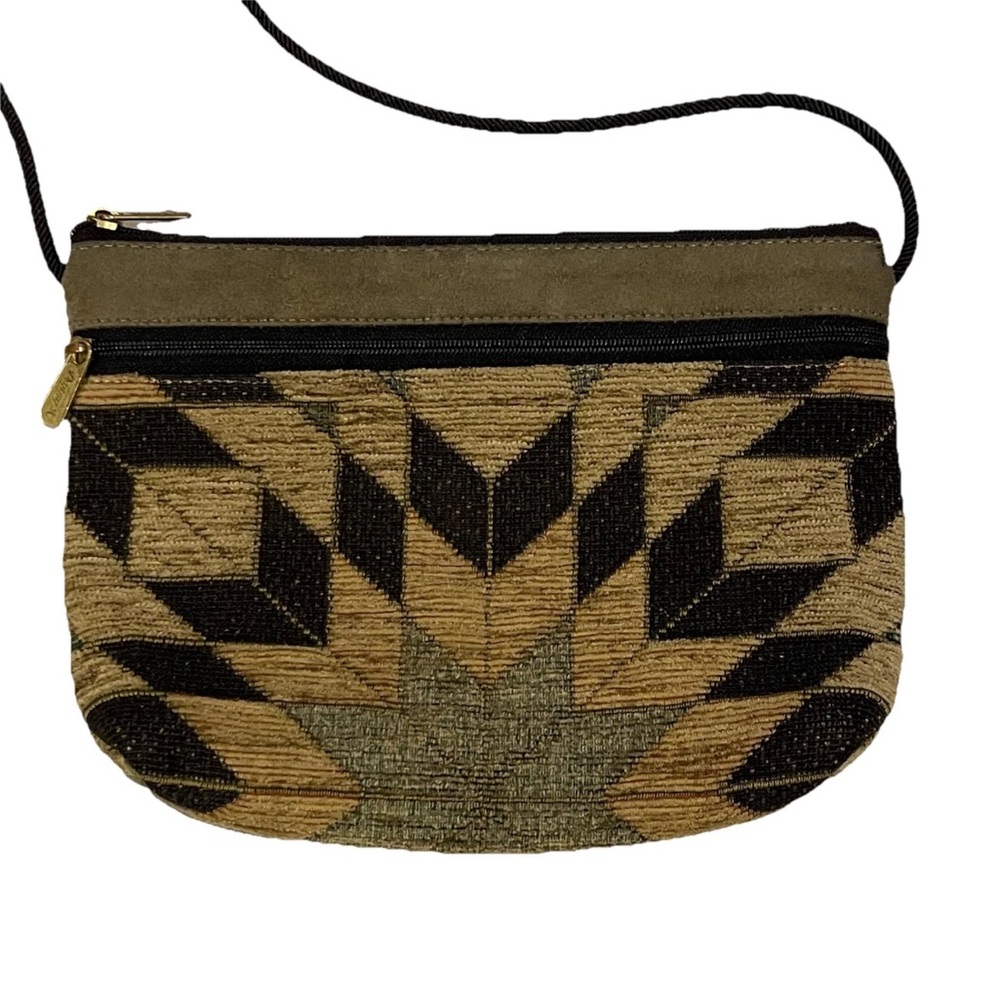 Vintage Danny K. Beverly Hills Crossbody Tapestry & Suede Bag Purse Made in USA